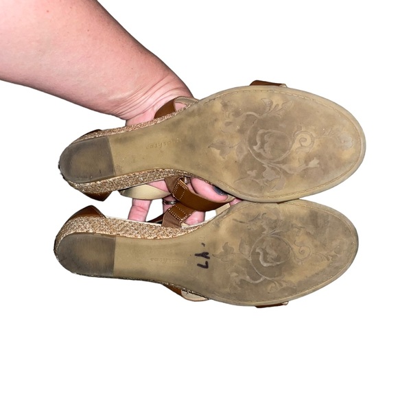 EASYSPIRIT Maylyn Brown T-Strap Gladiator Low Wedge Sandals WIDE - Picture 5 of 7